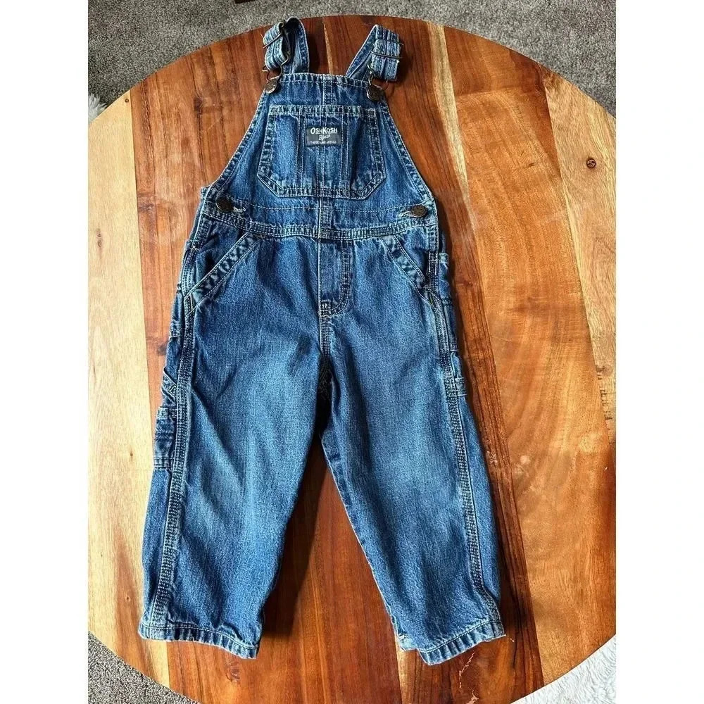 VINTAGE 90s‎ OSH KOSH Denim Overalls Vestbak Unisex Boys Size 18M